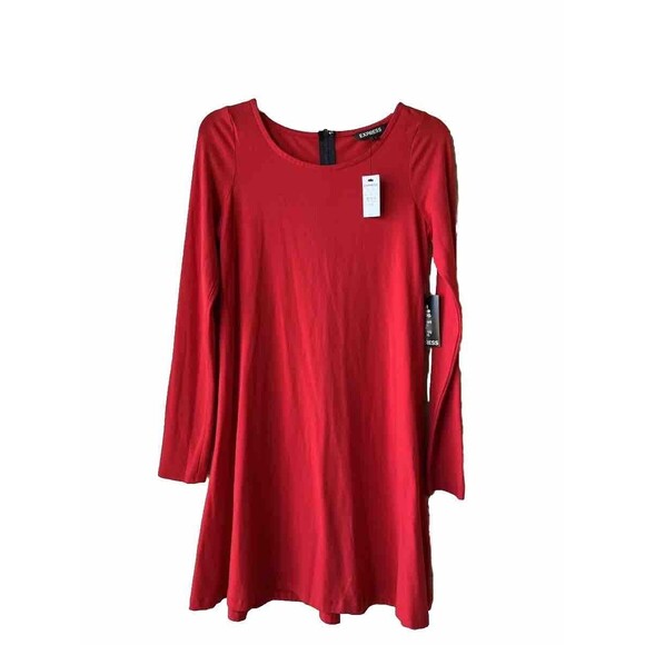 Express womens Short Knit Mini Dress size Medium Red Zip Back Cotton Blend $50 - Picture 1 of 5